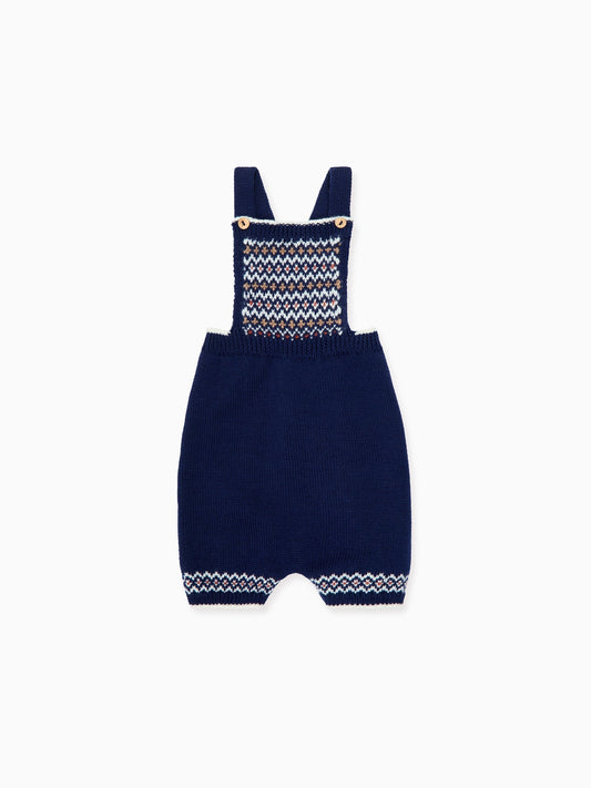 Navy Rubino Merino Fair Isle Baby Knitted Overalls