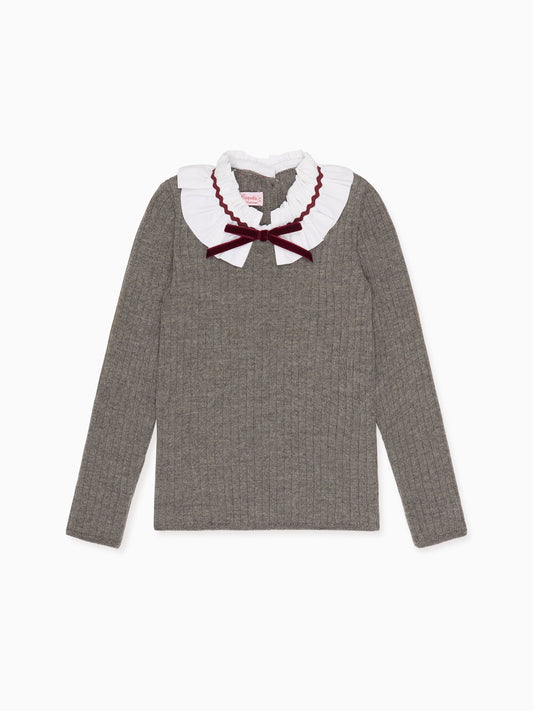 Grey Melange Tavi Merino Girl Sweater
